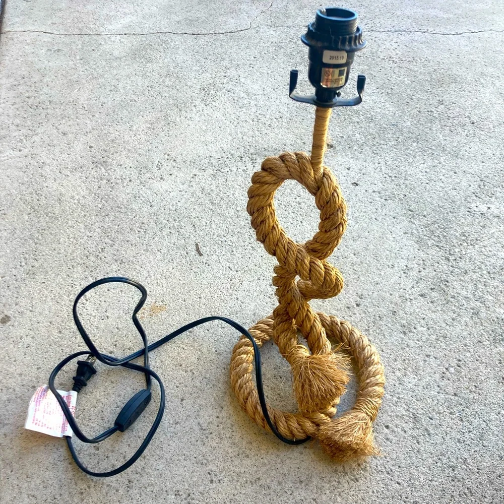 World Market Rope Knot Table Lamp - Natural Tan Nautical Accent
